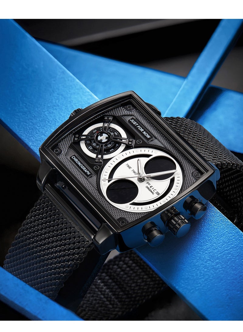 فييس ساعة رقمية متعددة الوظائف رجالية – ميناء مربع، ستانلس ستيل، مقاومة للماء، ماركة - Image 4