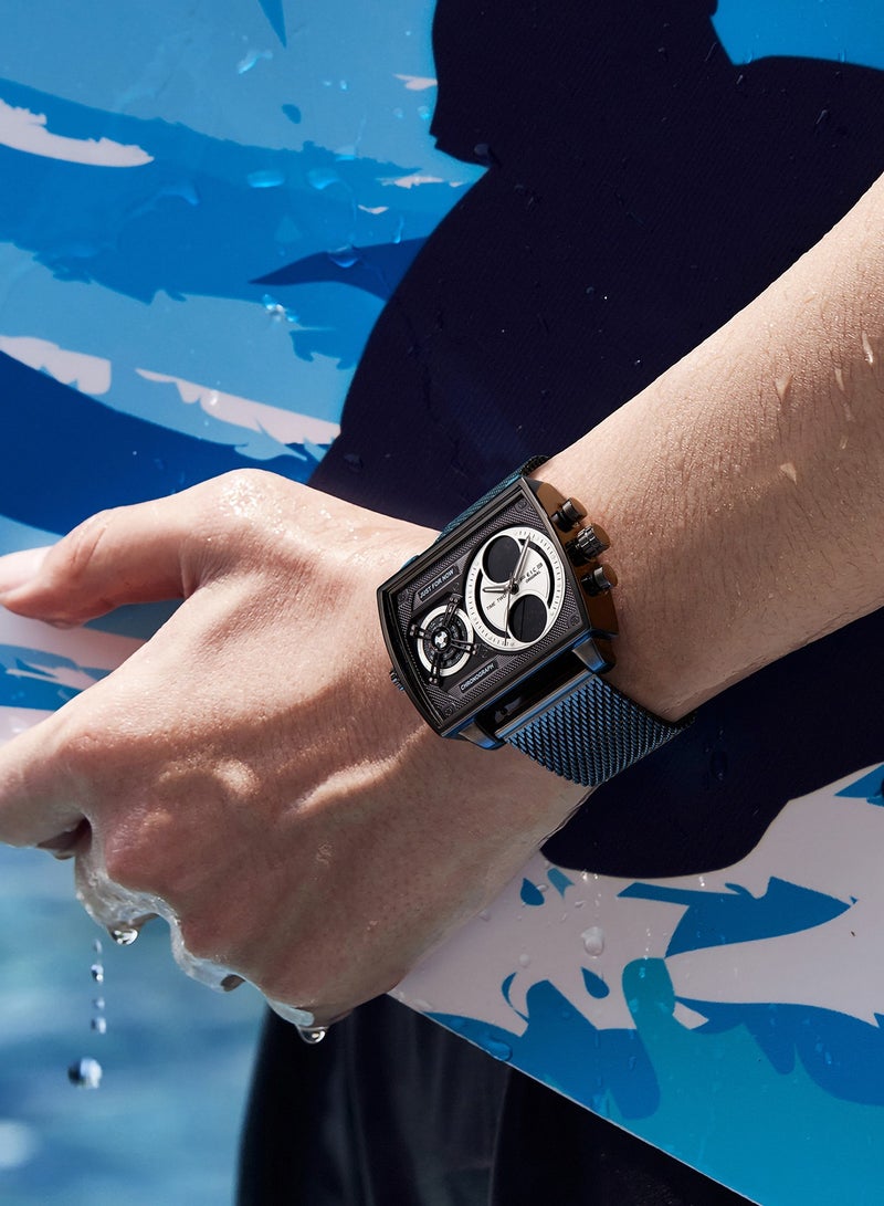 فييس ساعة رقمية متعددة الوظائف رجالية – ميناء مربع، ستانلس ستيل، مقاومة للماء، ماركة - Image 5