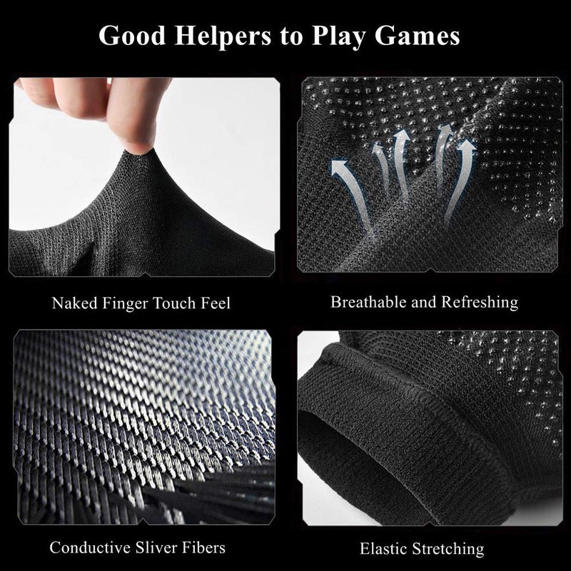 Rakizbe Gaming Gloves for Sweaty Hands - Rakizbe High-Sensitive Anti-Sweat Breathable Seamless Touch Screen Gloves with Thumb Finger Sleeves for iPad/Mobile Game Controller - Image 4