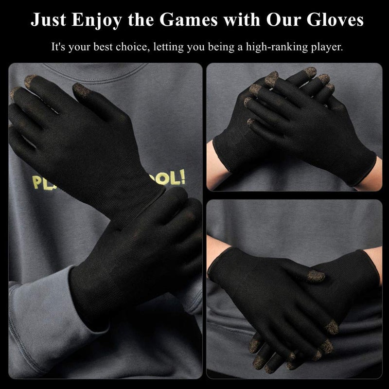Rakizbe Gaming Gloves for Sweaty Hands - Rakizbe High-Sensitive Anti-Sweat Breathable Seamless Touch Screen Gloves with Thumb Finger Sleeves for iPad/Mobile Game Controller - Image 5