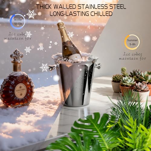Pioplex Ice Bucket with Stand Christmas Stainless Steel Standing Bucket Ice Cube Container, Wine Bucket on rack Gold Champagne Ice-Bucket for Wine Beer KTV Club Bar Bbq Party Wedding, 12lb 5L - Image 4