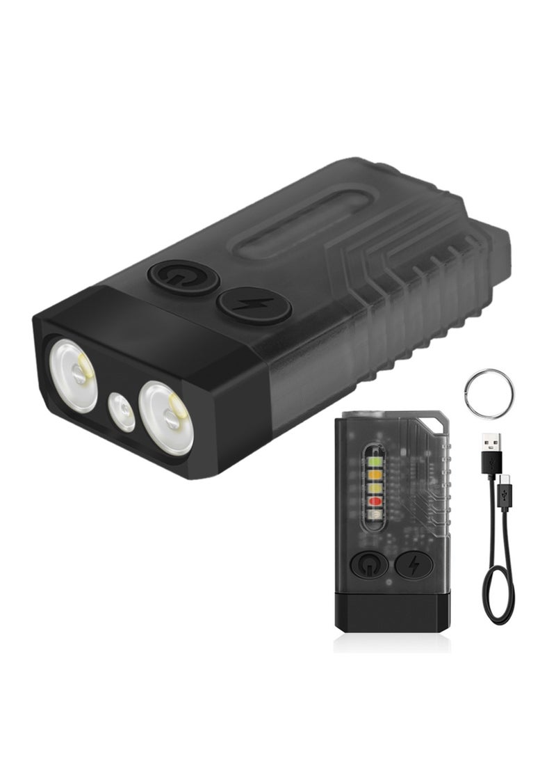 Powerful Mini EDC LED Flashlight, Super Bright 1000 Lumens, 365nm UV Red Green Blue Light, Mini USB C Rechargeable Pocket Keychain Flashlight, 14 Modes, Magnetic Tail, Whistle (Black)  - Image 1
