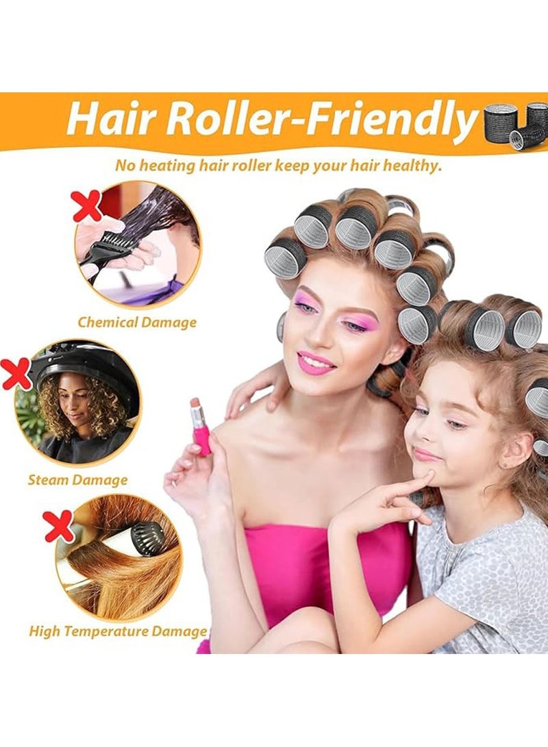 Joychic Hair Rollers With Clips, 39Pcs Self Grip Velcro Curlers With 3 Sizes 64mm 44mm 33mm, Jumbo Rollers for Long Medium Short Hair, Salon Home DIY Hair Dressing  - Image 2