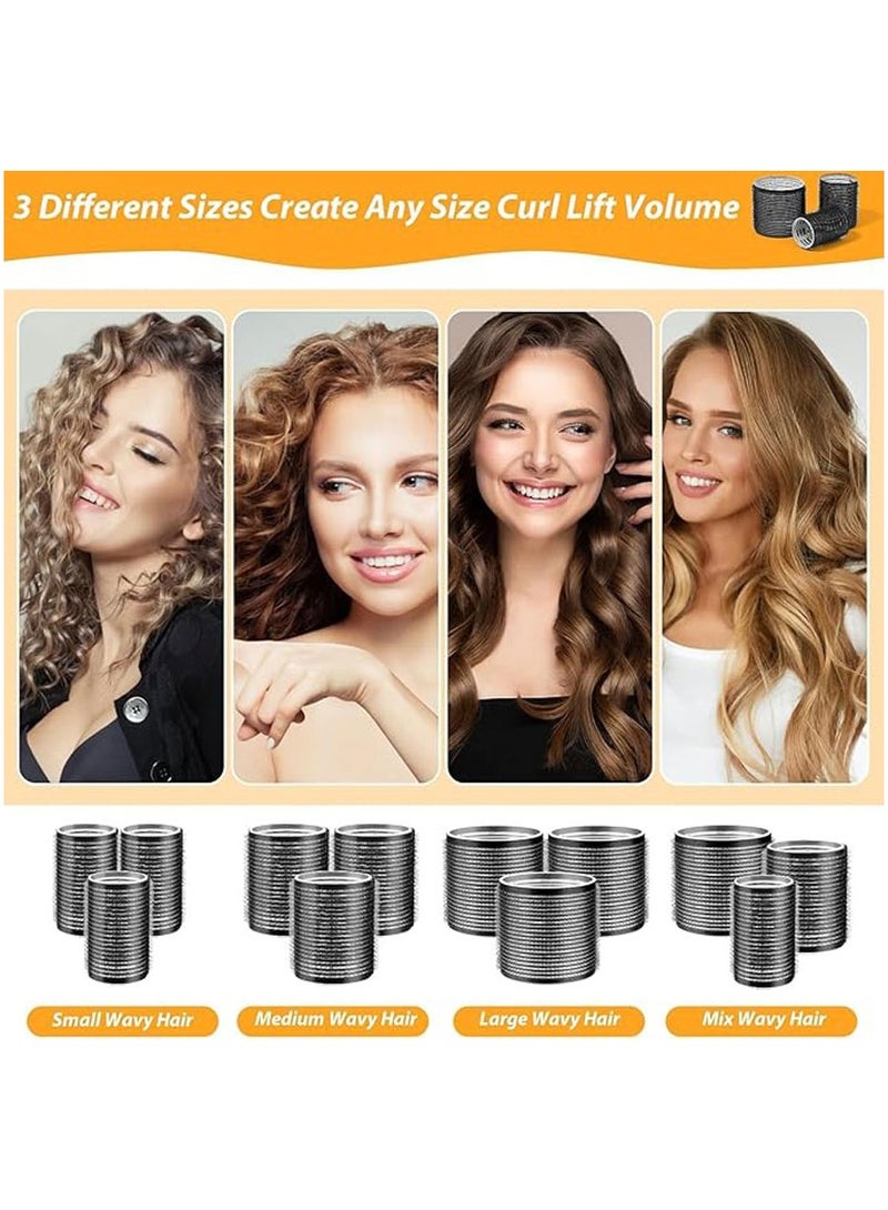 Joychic Hair Rollers With Clips, 39Pcs Self Grip Velcro Curlers With 3 Sizes 64mm 44mm 33mm, Jumbo Rollers for Long Medium Short Hair, Salon Home DIY Hair Dressing  - Image 3