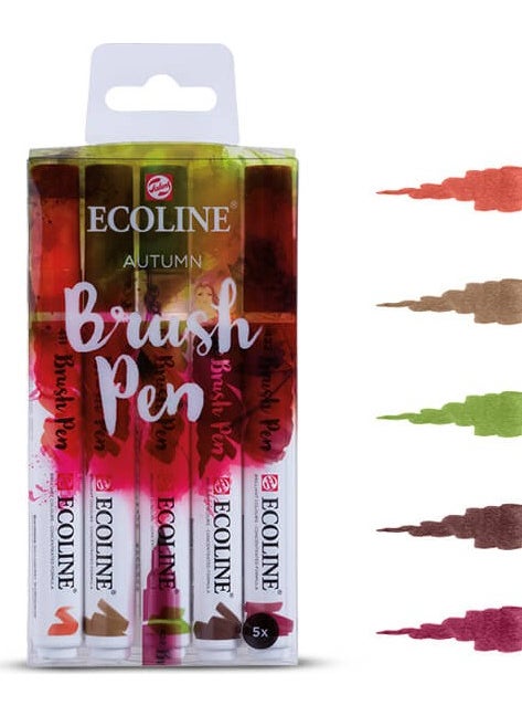 Talens - Ecoline Brush Pen Set of 5 Autumn Tones - Image 1