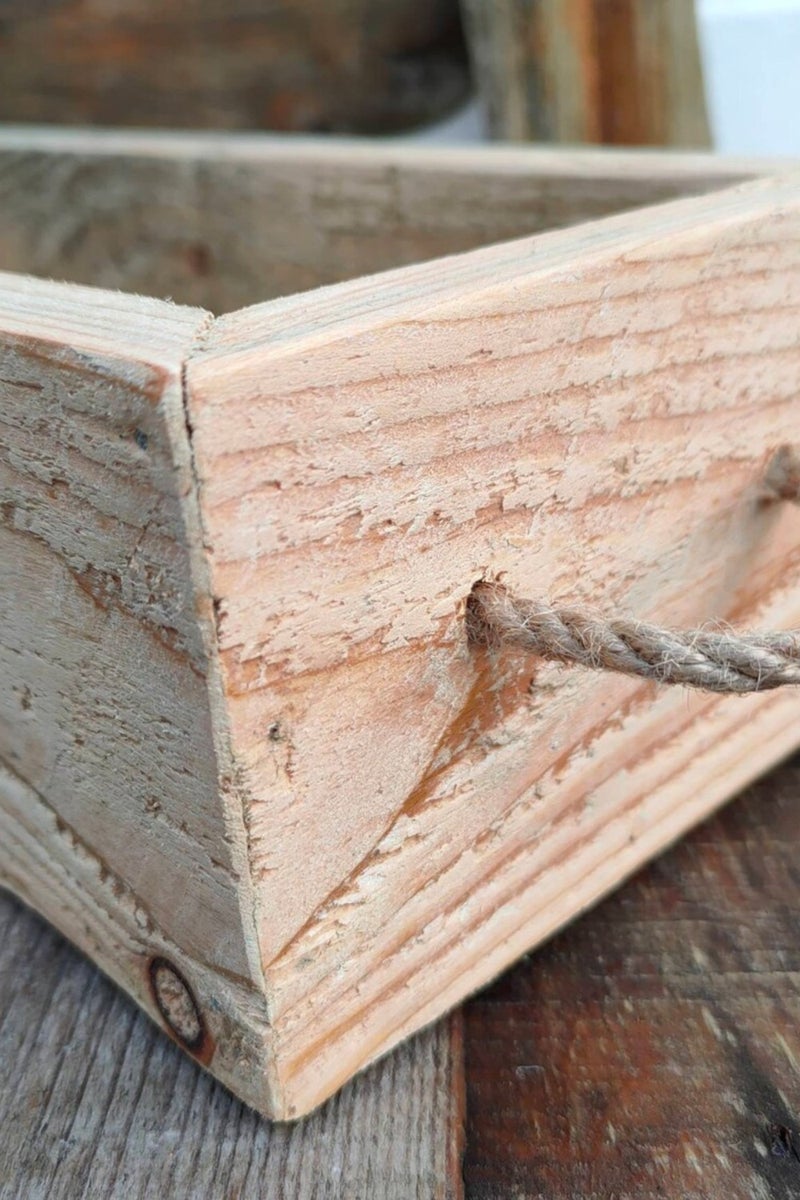 Alyones Rustic Wooden Rope Handle Storage Box - Image 5