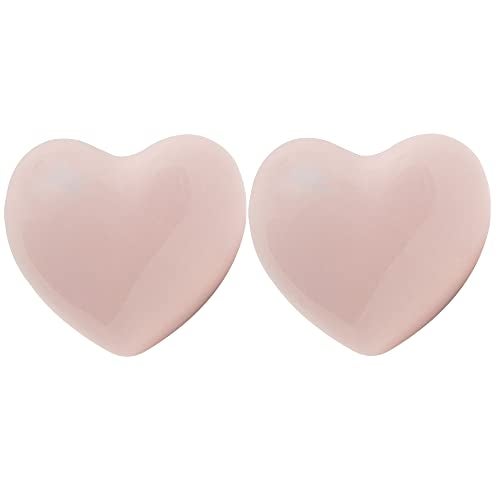 Perphin Ceramic Drawer Knobs Heart Shape Cabinet Dresser Pulls Handles with 3 Sized Screws, Kitchen Furniture Knobs for Closet Cupboard Wardrobe (2, Powder Pink) - Image 1