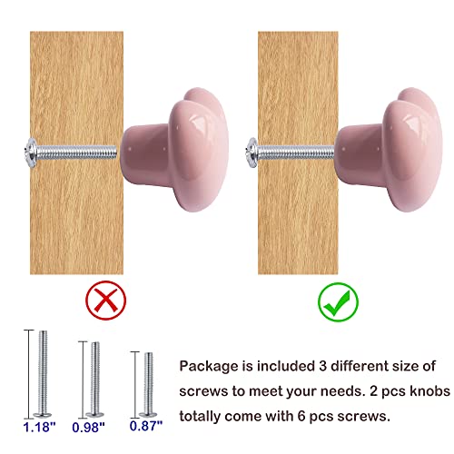 Perphin Ceramic Drawer Knobs Heart Shape Cabinet Dresser Pulls Handles with 3 Sized Screws, Kitchen Furniture Knobs for Closet Cupboard Wardrobe (2, Powder Pink) - Image 4