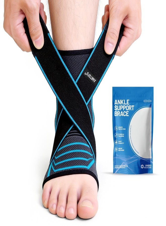 AMITOFO Ankle Brace for Sprained Ankle, Plantar Fasciitis & Achilles Tendonitis Relief, Heel Support with Strap for Men Women, Compression Wrap for Foot Swelling(Single, Medium) - Image 1