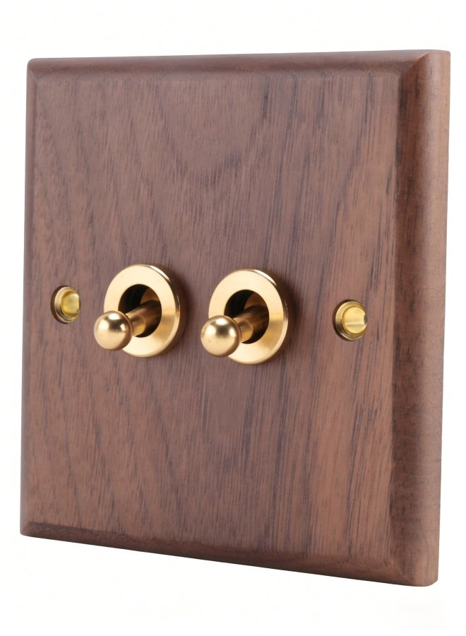 مقبس مفتاح إضاءة على الطراز الصناعي الأمريكي القديم، لوحة مفتاح تبديل من الخشب الصلب، مفتاح منزل عتيق - Image 2