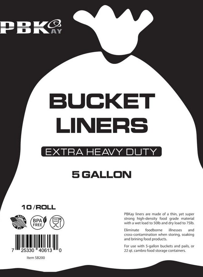 PBKay 5 Gallon Bucket Liner Bags for Marinating and Brining, Food Grade, BPA Free, Extra Heavy Duty Leak Proof 10/Roll - Image 3