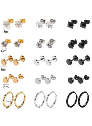 15 Pairs 316L Surgical Stainless Steel Stud Earrings Set for Women Mens Small Hoop Earrings Hypoallergenic Tunnel Punk Style Round Ear Piercing Jewelry - pzsku/ZBC104BB40F39B82B622AZ/45/1745813996/a3f5a9be-5af2-439a-9e4e-cb7fec0054b1