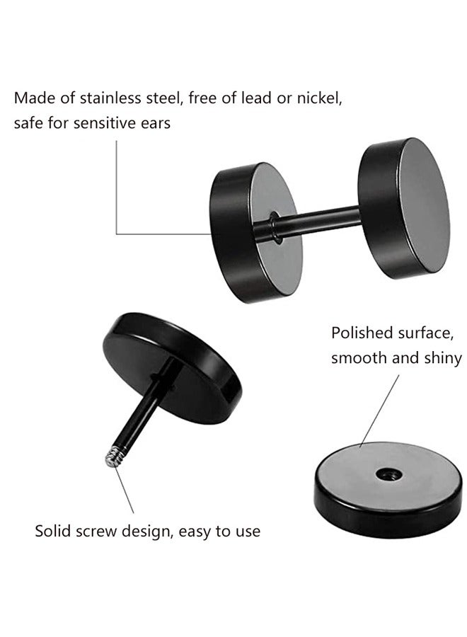 HAWAWA 15 Pairs 316L Surgical Stainless Steel Stud Earrings Set for Women Mens Small Hoop Earrings Hypoallergenic Tunnel Punk Style Round Ear Piercing Jewelry - Image 3