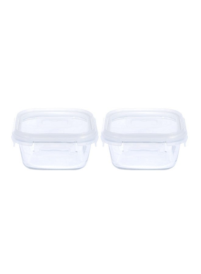SIMPARTE Borosilicate Square Glass Food Container With Air Vent Lid For Kitchen, Home, Bakeware Safe, Lunch Box, Tiffin Storage (Set Of 2, 320Ml),Clear - Image 2