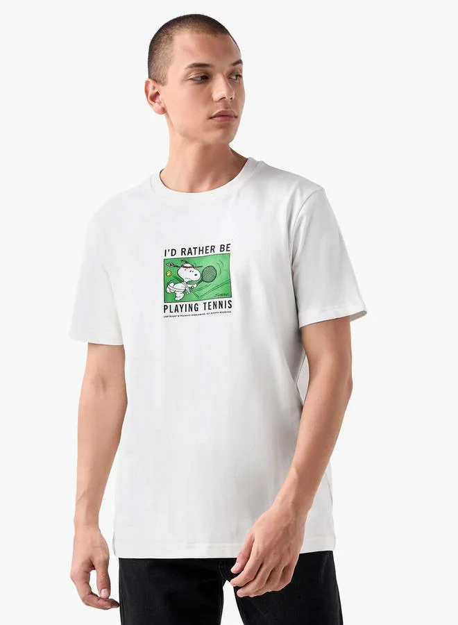 Splash FAV Snoopy Print T-shirt with Crew Neck
