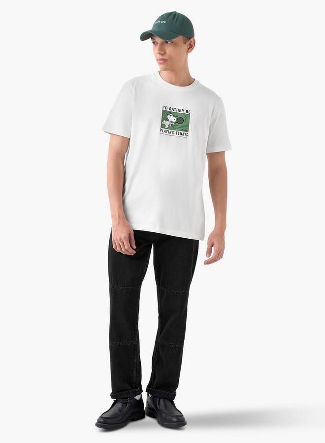 SP Characters Snoopy Print T-shirt with Crew Neck - Image 2