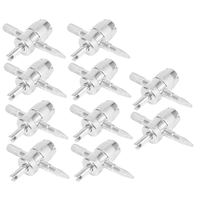 10pcs 4‑Way Tire Valve Core Keys Remover Kit Aluminum Alloy Auto Vehicle Repair Tool - Image 2