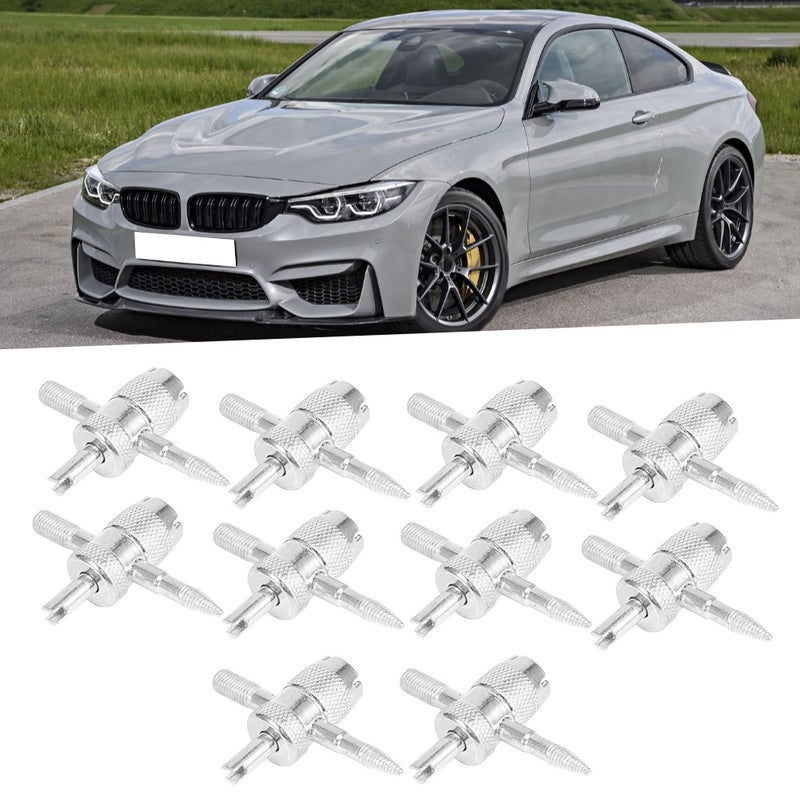 10pcs 4‑Way Tire Valve Core Keys Remover Kit Aluminum Alloy Auto Vehicle Repair Tool - Image 1
