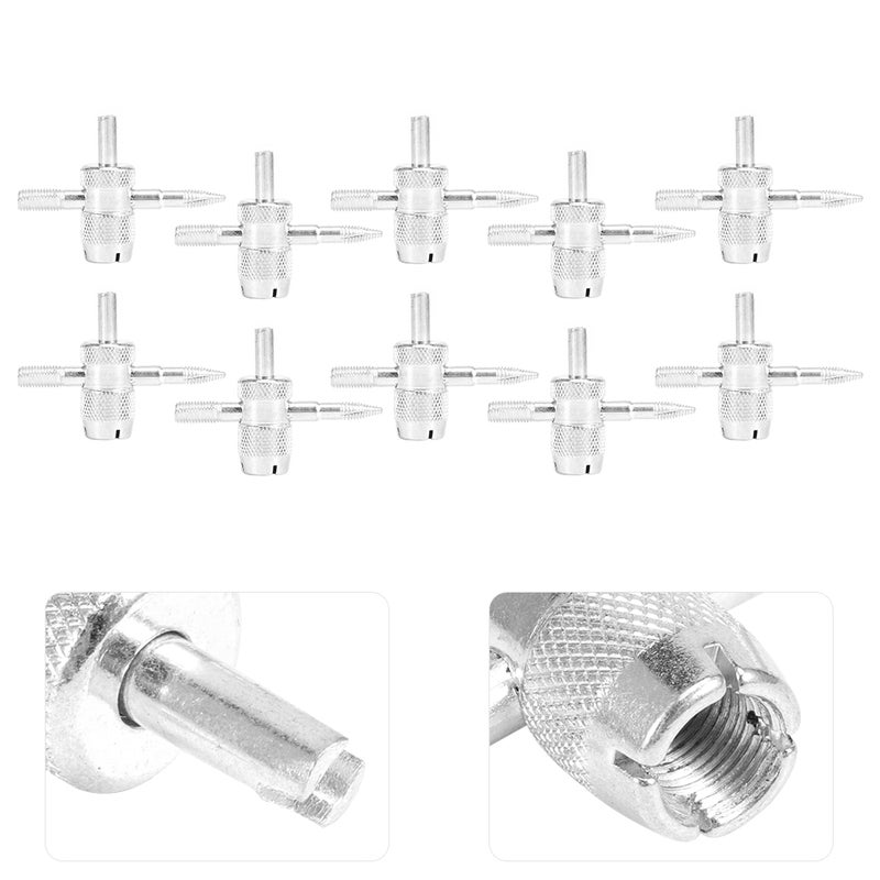 10pcs 4‑Way Tire Valve Core Keys Remover Kit Aluminum Alloy Auto Vehicle Repair Tool - Image 3