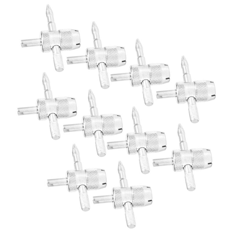 10pcs 4‑Way Tire Valve Core Keys Remover Kit Aluminum Alloy Auto Vehicle Repair Tool - Image 4