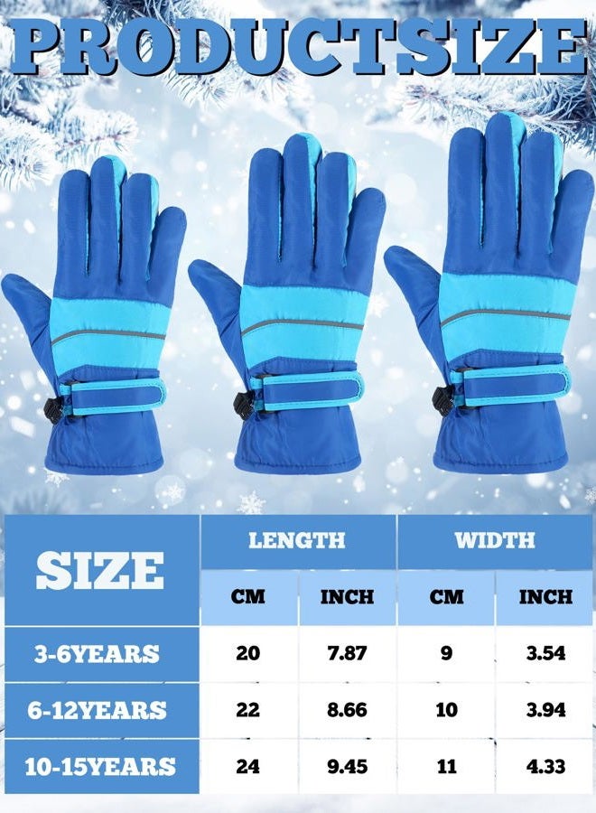 Geyoga 3 Pairs Kids Ski Gloves Snow Gloves Children Winter Gloves Waterproof Insulated Warm Mitten Toddler for Boys Girls (Red, Black, Blue,3-6 Years) - Image 3