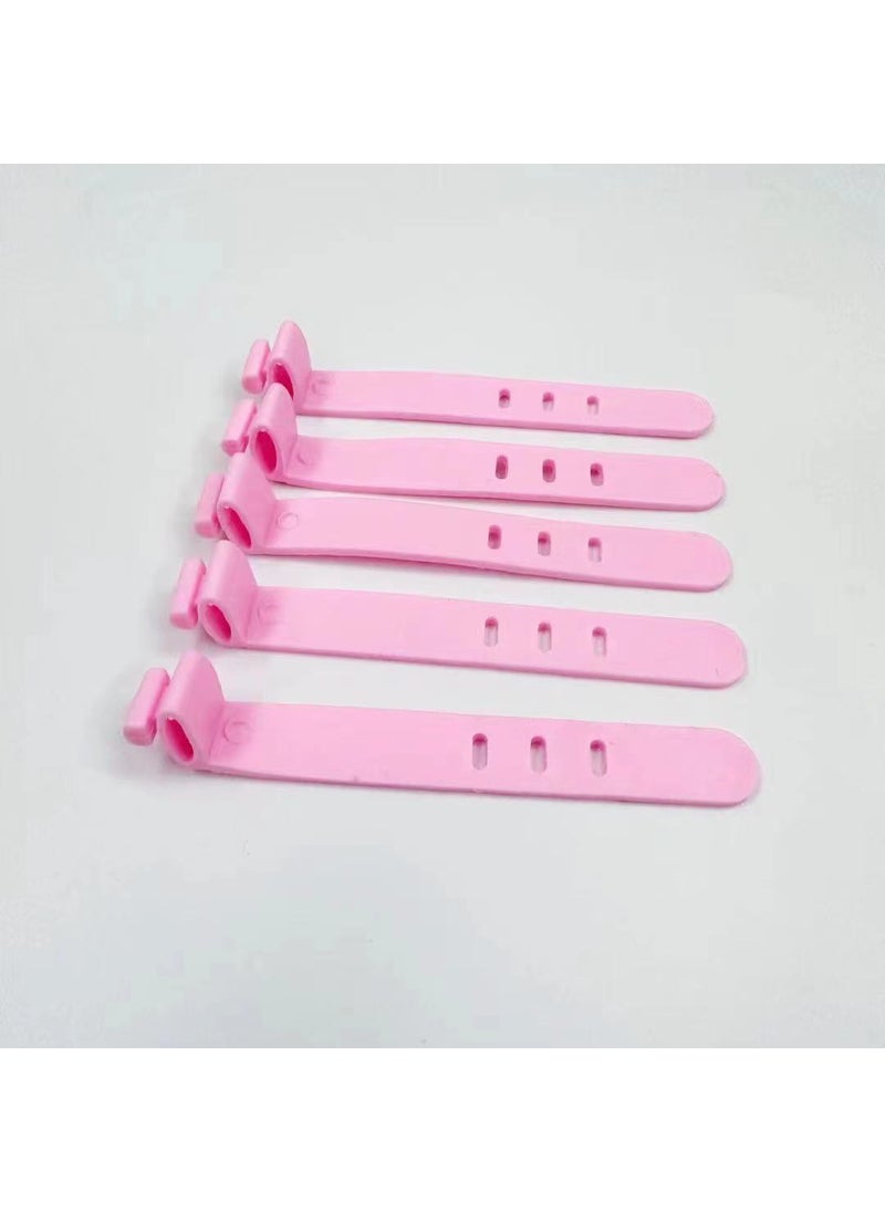 Generic Sleek Silicone Cable Organizer 7-8cm Earbud Cord Wrap 3 Hole Pink (80mm) 