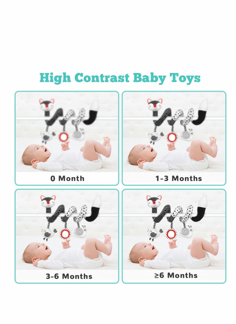 Generic - ELECDON Plush Spiral Stroller Toys, Black and White Fox Hanging Rattles, Activity Toys for Newborns, Gift for Babies 0 to 12 Months - Image 1