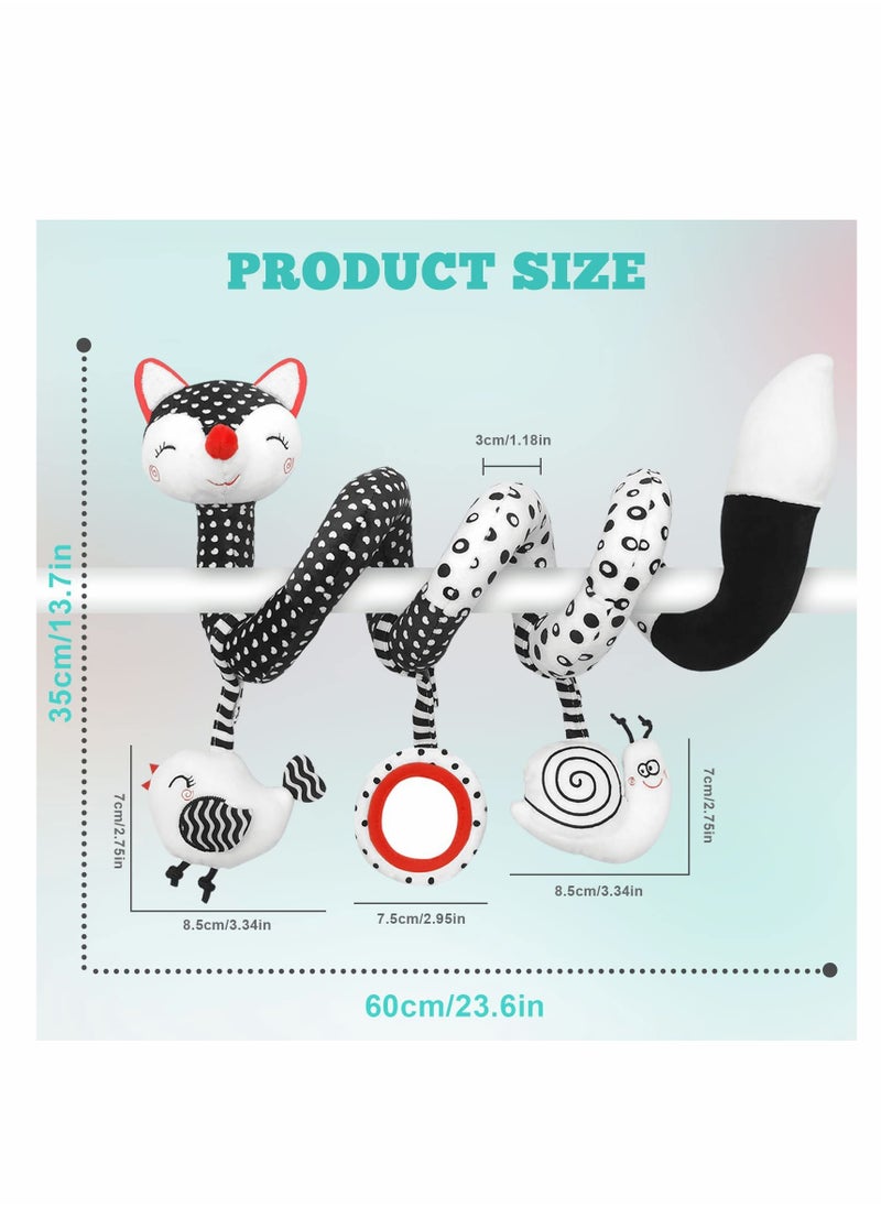 Generic - ELECDON Plush Spiral Stroller Toys, Black and White Fox Hanging Rattles, Activity Toys for Newborns, Gift for Babies 0 to 12 Months - Image 1