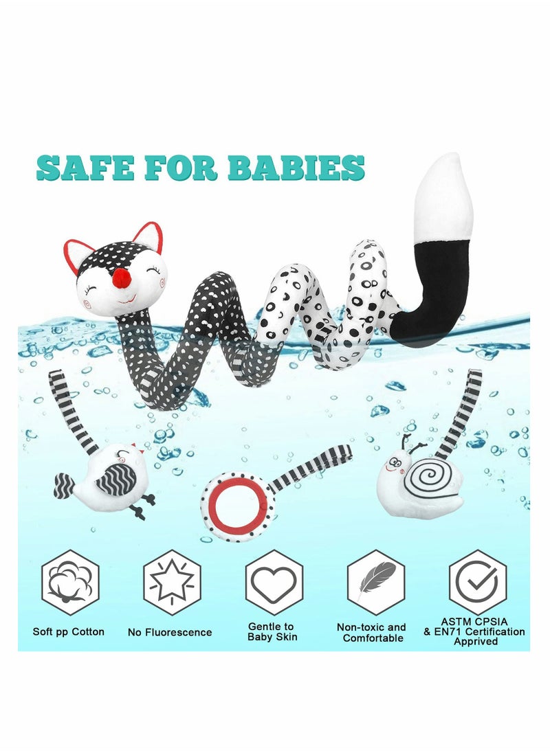 Generic - ELECDON Plush Spiral Stroller Toys, Black and White Fox Hanging Rattles, Activity Toys for Newborns, Gift for Babies 0 to 12 Months - Image 1