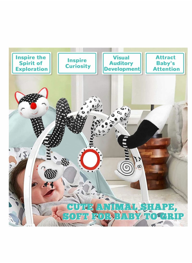 Generic - ELECDON Plush Spiral Stroller Toys, Black and White Fox Hanging Rattles, Activity Toys for Newborns, Gift for Babies 0 to 12 Months - Image 1