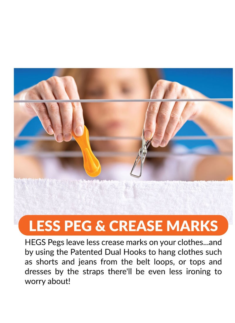 hegs Hegs Clothespins with Hooks, Heavy-Duty Anti-Rust Laundry Clips for Clothes Drying, Multi-Purpose Hanging Pegs with Strong Durable Grip, 18-Pack, Ideal for Indoor & Outdoor Use, Colorful  - Image 5