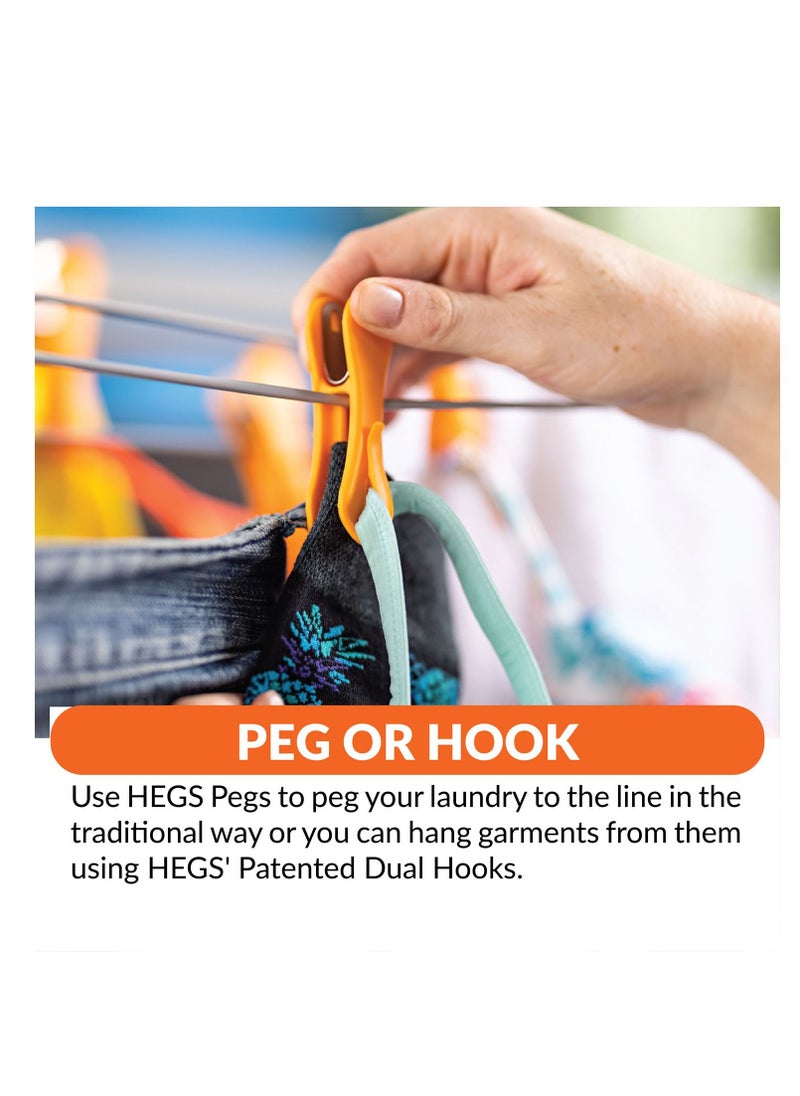 hegs Hegs Clothespins with Hooks, Heavy-Duty Anti-Rust Laundry Clips for Clothes Drying, Multi-Purpose Hanging Pegs with Strong Durable Grip, 18-Pack, Ideal for Indoor & Outdoor Use, Colorful  - Image 2