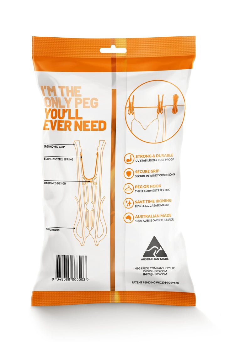 مشابك تعليق الملابس والملابس من Hegs، مصنوعة في أستراليا، متينة للغاية، عبوة من 18 قطعة من مشابك الغسيل الملونة