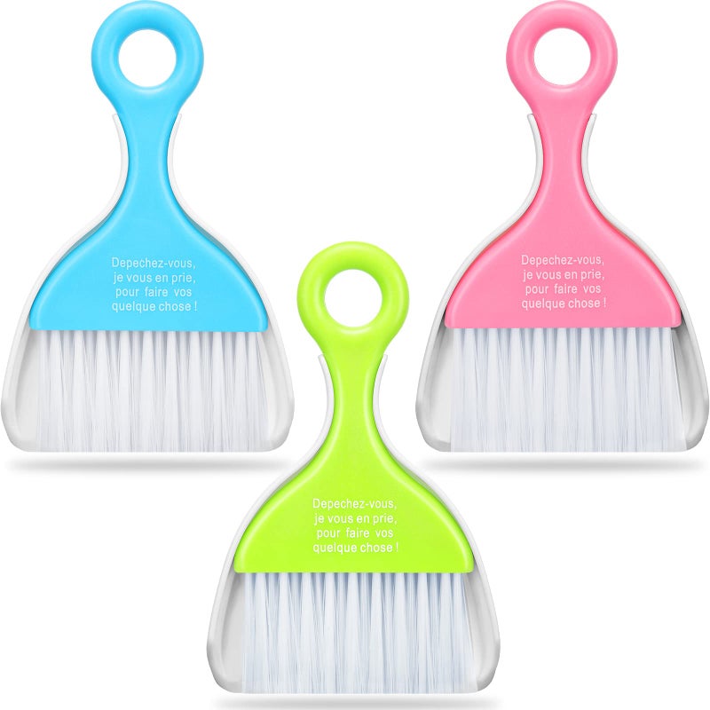 CHENGU 3 Pcs Mini Dustpan Set Brush for Table Whisk Brooms Small Dustpan Broom Set Mini Dust Pans with Brush Tiny Cleaning Table Sweep for Car Desk Keyboard Countertop Nest - Image 1