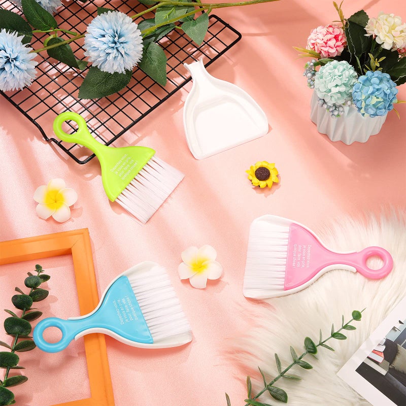 CHENGU 3 Pcs Mini Dustpan Set Brush for Table Whisk Brooms Small Dustpan Broom Set Mini Dust Pans with Brush Tiny Cleaning Table Sweep for Car Desk Keyboard Countertop Nest - Image 3