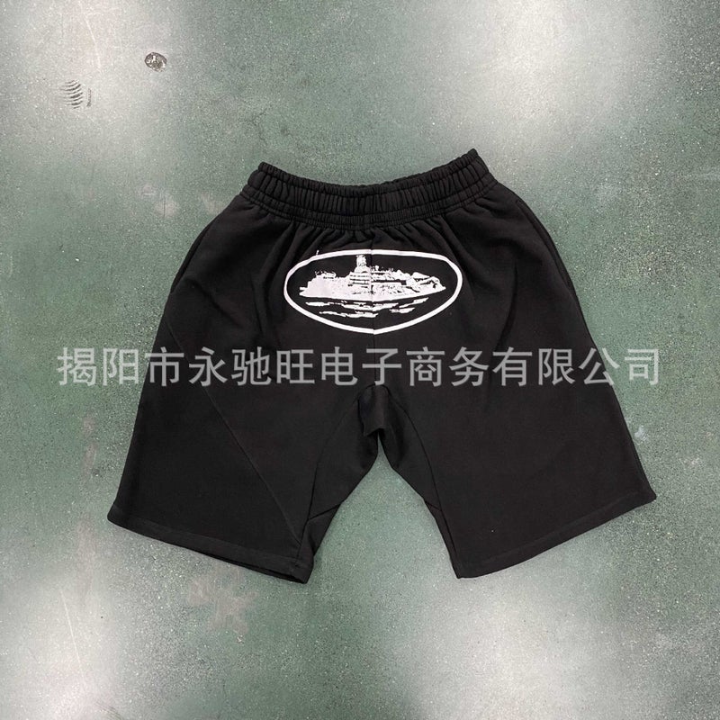 Cross-border E-commerce Alcatraz Shorts Ship Printed Shorts Trendy Hip-hop Skateboard Casual Sweater Trendy Brand Pants Style one