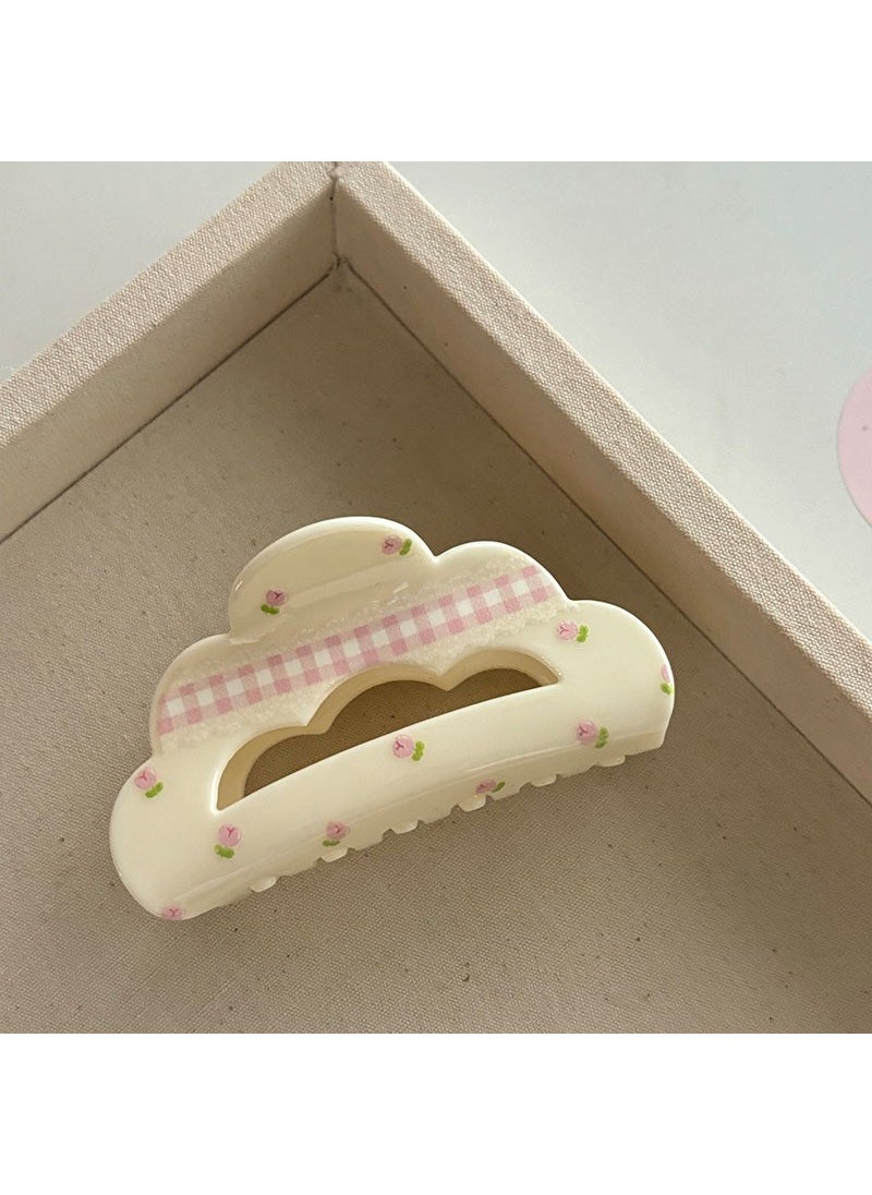 Generic Charming Floral Bow Hair Claw Clip 9# milk yellow powder flower cloud catch clip 