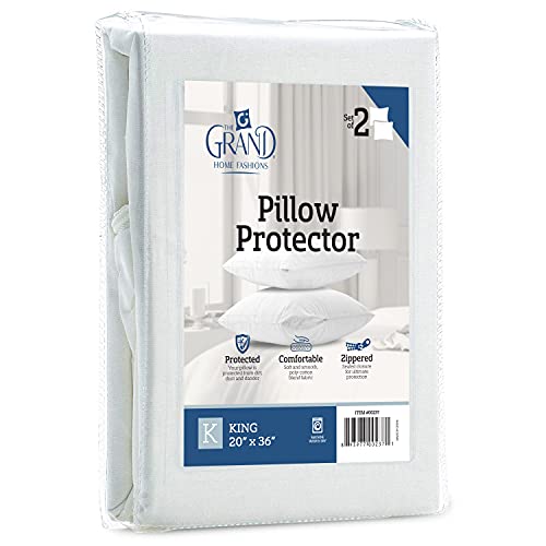 Mastertex The Grand Pillow Covers King Size - Poly-Cotton Pillow Protector with Zipper - Moisture Wicking, Advanced Allergy Protection Pillow Protector - Protects Pillow from Dust, Dirt, and Debris (2 Pack) - Image 1
