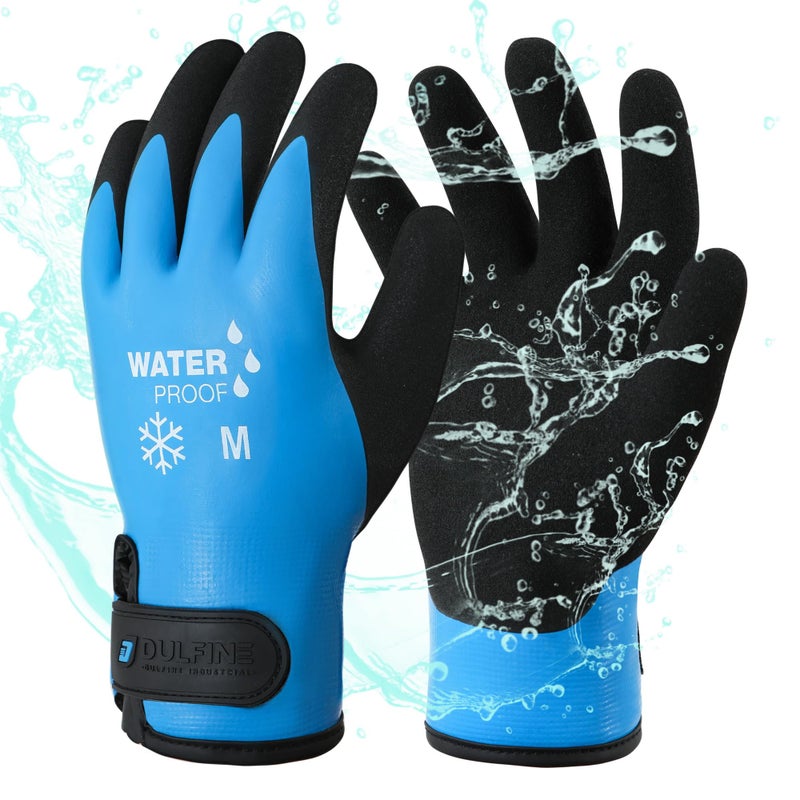 DULFINE 100% Waterproof Winter Work Gloves for Men and Women,Foam Latex Coated and Thermal Insulated Gloves for Cold Weather,Outdoor Freezer Gloves(Large) - Image 1