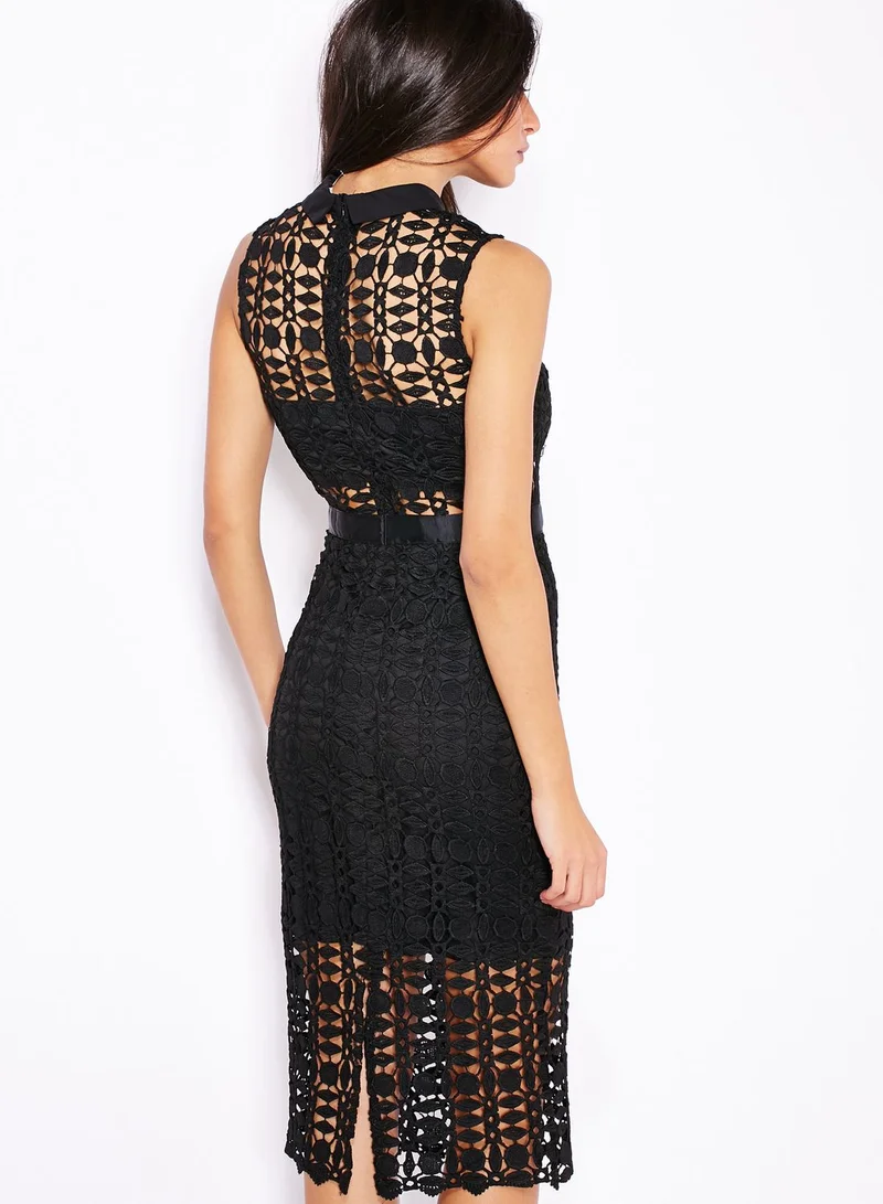 Ginger Crochet Lace Collared Dress
