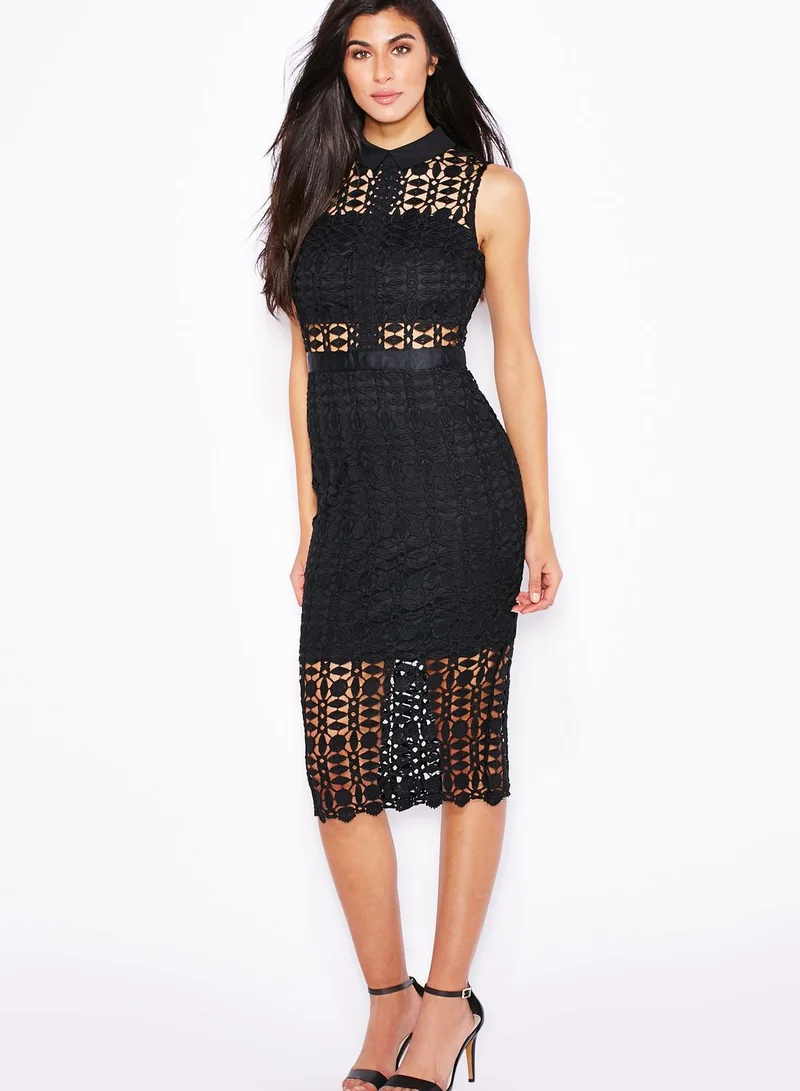 Ginger Crochet Lace Collared Dress