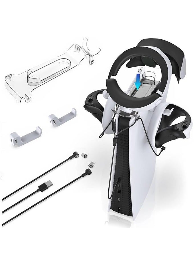 بروماس مجموعة قاعدة شاحن وحدات التحكم 4 في 1 من بروماس على وحدة التحكم، ومحطة ملحقات شحن وحدات التحكم، ومنظم حامل وحدات التحكم لسماعات الواقع الافتراضي وسلك شحن سريع - Image 1