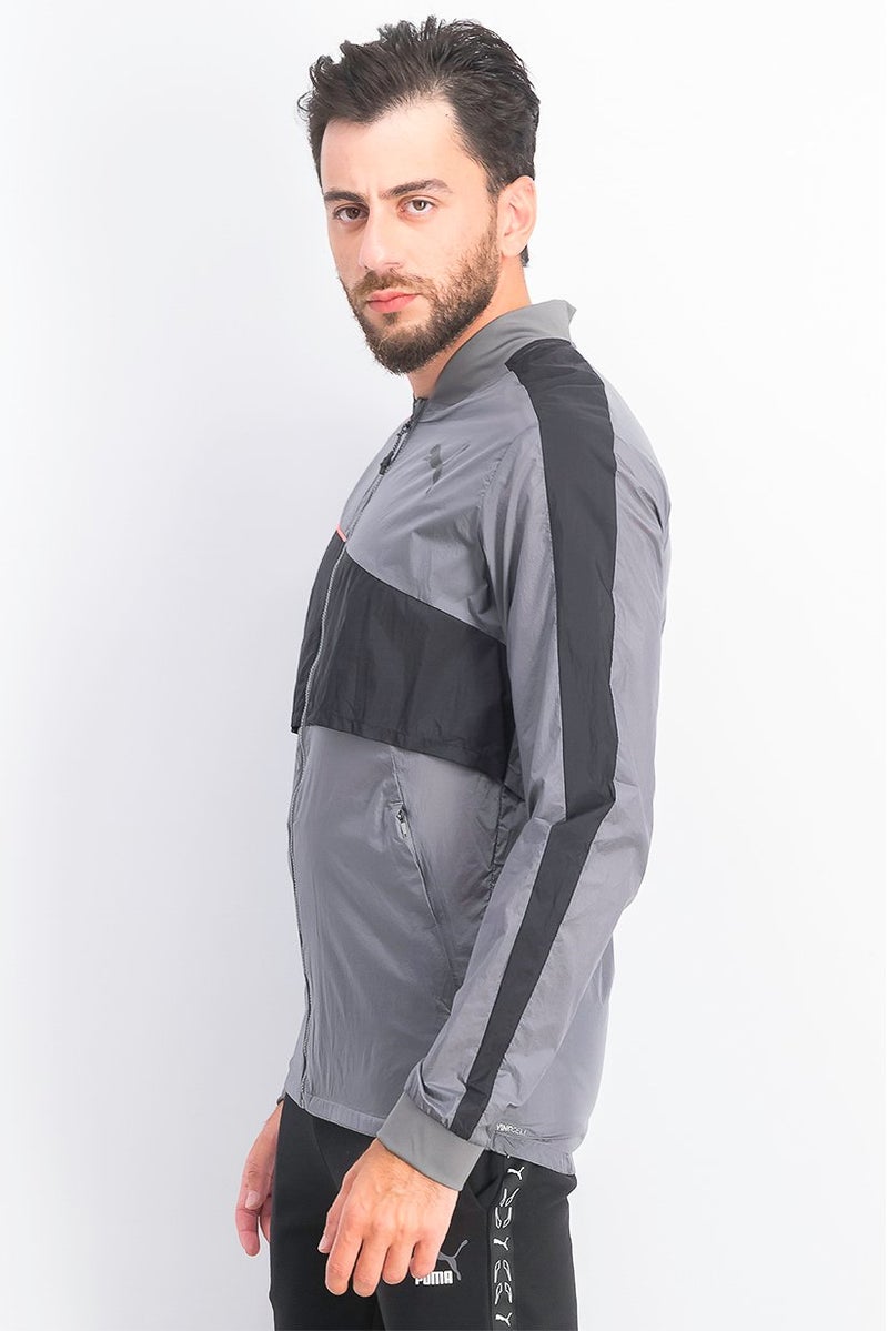 PUMA جاكيت جري طويل الأكمام للرجال، رمادي - Image 4