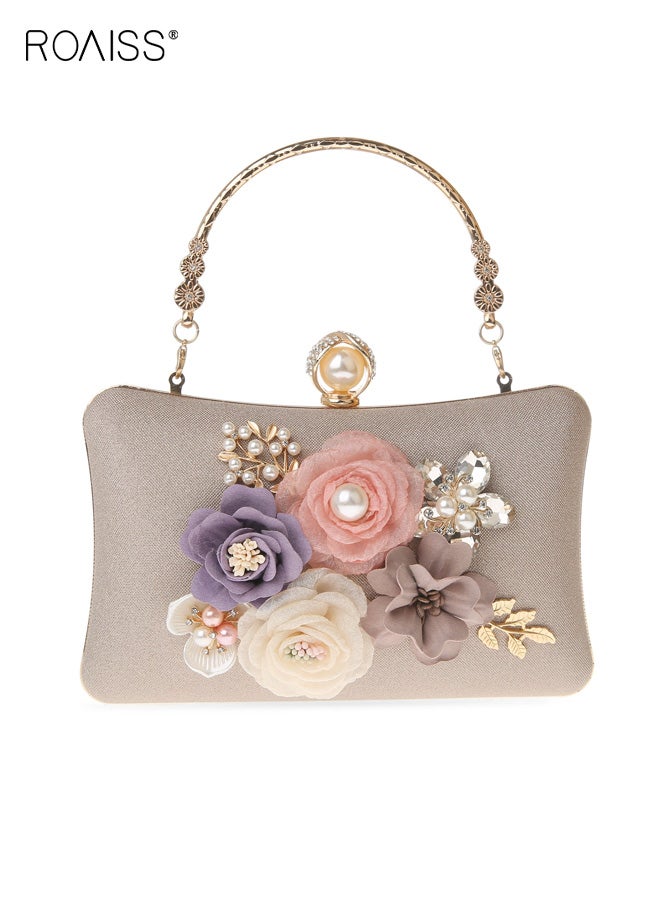 roaiss Evening Bag for Women Flower Wedding Clutch Purse Bride Floral Embroidery Handbag Fashionable Banquet Purse Large Phone Capacity Gift Idea - Image 1