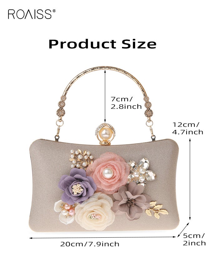 roaiss Evening Bag for Women Flower Wedding Clutch Purse Bride Floral Embroidery Handbag Fashionable Banquet Purse Large Phone Capacity Gift Idea - Image 4