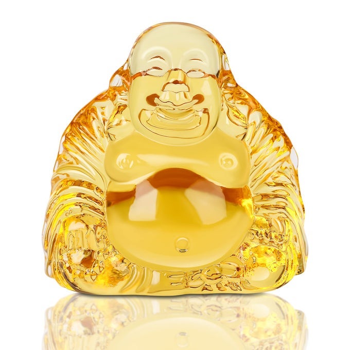 HEALING CRYSTAL LAUGHING BUDDHA STATUE MINI HAPPY LUCKY BUDDHA FIGURINE MEDITATION FENG SHUI WEALTH ORNAMENT FOR DESK CAR HOME DECOR