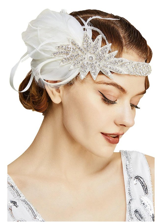 Vintage 1920S Flapper Headband Roaring 20S Great Gatsby Headpiece With Feather 1920S Flapper Gatsby Hair Accessories (White) - pzsku/ZBC10D42E34EEE7DBE720Z/45/_/1735567112/14dafe35-a4a6-4c1e-9cc4-d0d3b54daa9d