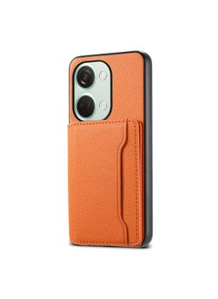 For OnePlus Ace 2V Calf Texture Card Bag Design Full Coverage Phone Case(Orange)