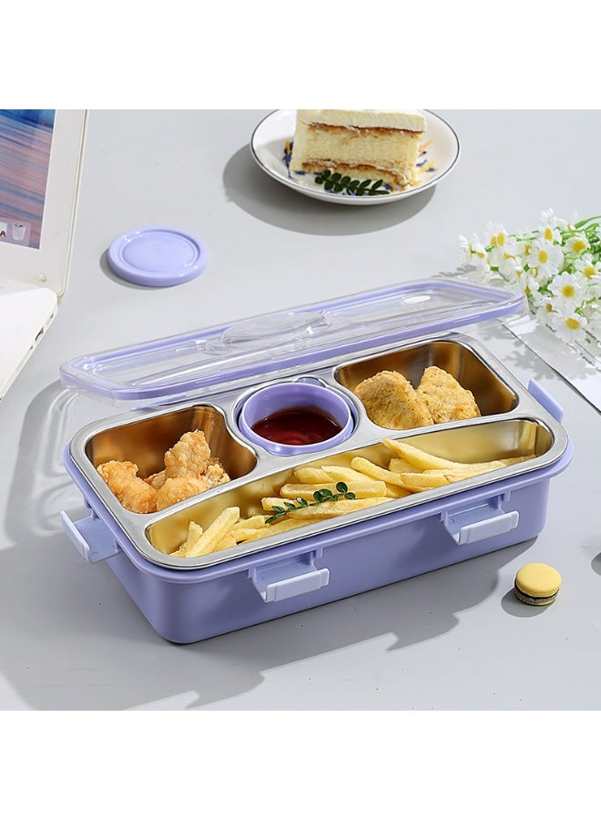 علبة غداء للبالغين مع 4 أقسام – حافظة طعام فردية محكمة الإغلاق SUS 304 مع أدوات مائدة من الستانلس ستيل، جرة صلصة وحافظات مافن – مقاومة للتسرب وطازجة - Image 5