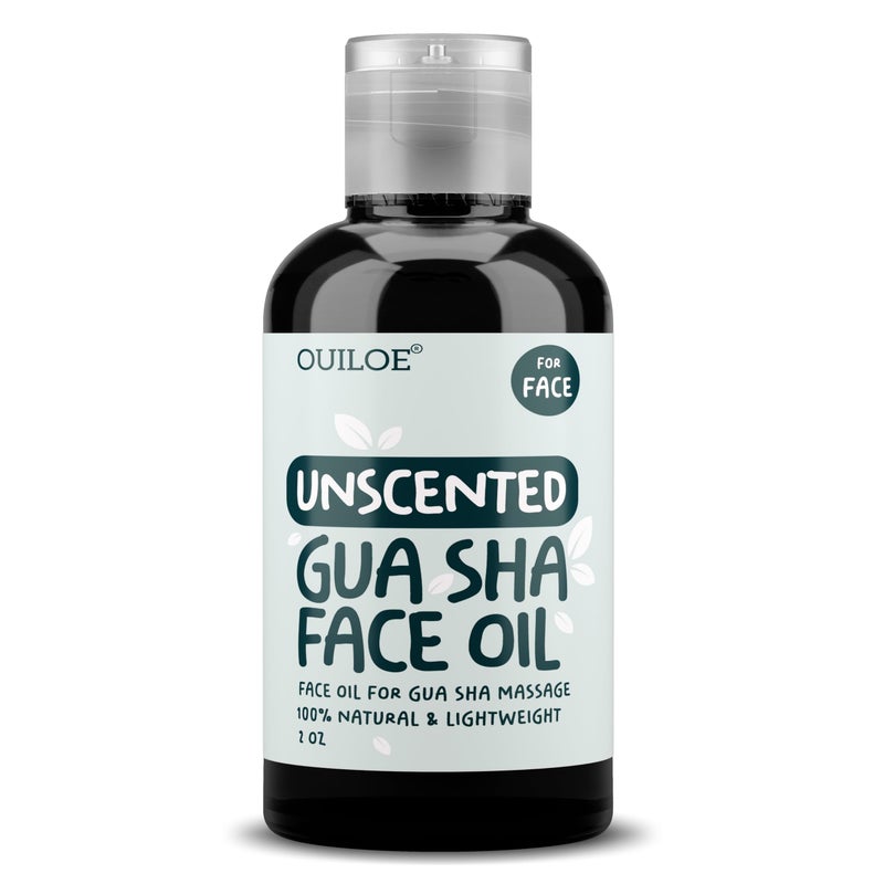 Ouiloe Gua Sha Oil - Unscented Face Oil for Gua Sha Massage - Safe for Acne Prone Skin, Doesn't Clog Pores, 100% Natural, Lightweight & Non-Greasy Facial Oil for All Skin Types, 2 oz - Image 1